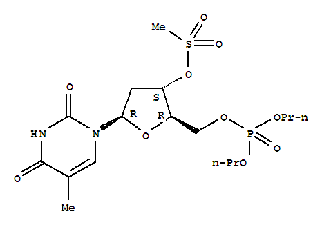 Molecular Structure of 130752-98-6 (5'-Thymidylic acid,dipropyl ester, 3'-methanesulfonate (9CI))