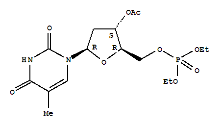 Molecular Structure of 130753-00-3 (5'-Thymidylic acid,diethyl ester, 3'-acetate (9CI))