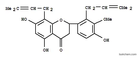 Molecular Structure of 130756-20-6 (5,7-dihydroxy-2-[4-hydroxy-3-methoxy-2-(3-methylbut-2-en-1-yl)phenyl]-8-(3-methylbut-2-en-1-yl)-2,3-dihydro-4H-chromen-4-one)