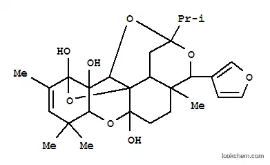 Molecular Structure of 130774-08-2 (11H-2,12:11,12a-Diepoxy-2H,4H-pyrano[4,3-a]xanthene-6a,11,11a(1H,12H)-triol,4-(3-furanyl)-4a,5,6,7a,8,12b-hexahydro-4a,8,8,10-tetramethyl-2-(1-methylethyl)-,(2R,4R,4aR,6aS,7aS,11R,11aR,12S,12aR,12bR)- (9CI))