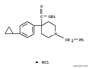 Molecular Structure of 130820-41-6 (ethyl 1-benzyl-4-(4-cyclopropylphenyl)piperidine-4-carboxylate hydrochloride)