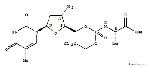 Molecular Structure of 130829-12-8 (methyl (2S)-2-{[{[(2S,3S,5R)-3-azido-5-(5-methyl-2,4-dioxo-3,4-dihydropyrimidin-1(2H)-yl)tetrahydrofuran-2-yl]methoxy}(trichloromethoxy)phosphoryl]amino}propanoate (non-preferred name))