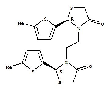 4-Thiazolidinone,3,3'-(1,2-ethanediyl)bis[2-(5-methyl-2-thienyl)-, (R*,S*)- (9CI)