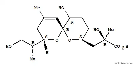 Molecular Structure of 131887-78-0 (1,7-Dioxaspiro[5.5]undec-10-ene-2-propanoicacid, a,5-dihydroxy-8-[(1R)-2-hydroxy-1-methylethyl]-a,10-dimethyl-, (aR,2S,5R,6R,8S)-)