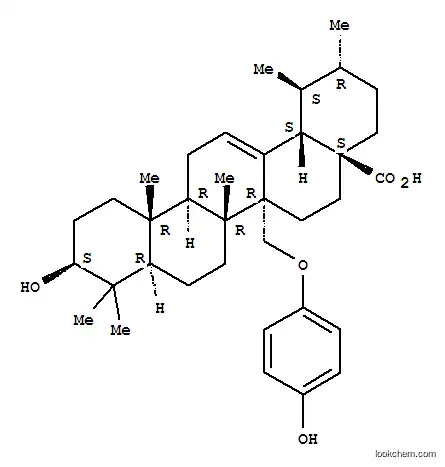 Molecular Structure of 131966-25-1 (Urs-12-en-28-oic acid,3-hydroxy-27-(4-hydroxyphenoxy)-, (3b)- (9CI))