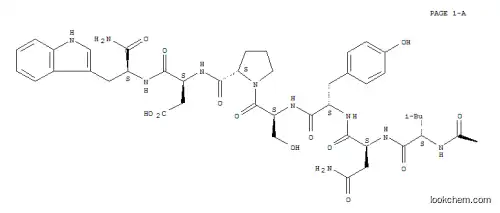 Molecular Structure of 134599-16-9 ((3S)-3-[[(1S)-1-carbamoyl-2-(1H-indol-3-yl)ethyl]carbamoyl]-3-[[(2S)-1 -[(2S)-2-[[(2S)-2-[[(2S)-3-carbamoyl-2-[[(2S)-4-methyl-2-[[(2S)-5-oxop yrrolidine-2-carbonyl]amino]pentanoyl]amino]propanoyl]amino]-3-(4-hydr oxyphenyl)propanoyl]amino]-3-hydroxy-propanoyl]pyrrolidine-2-carbonyl] amino]propanoic acid)