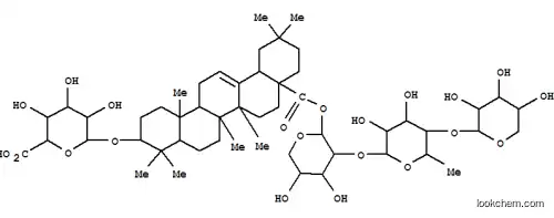Molecular Structure of 138822-90-9 (b-D-Glucopyranosiduronic acid, (3b)-28-oxo-28-[(O-b-D-xylopyranosyl-(1&reg;4)-O-6-deoxy-a-L-mannopyranosyl-(1&reg;2)-b-D-xylopyranosyl)oxy]olean-12-en-3-yl (9CI))
