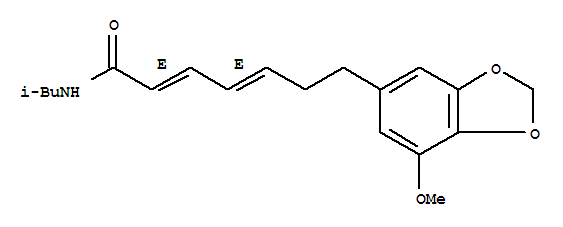 Molecular Structure of 139906-30-2 (2,4-Heptadienamide,7-(7-methoxy-1,3-benzodioxol-5-yl)-N-(2-methylpropyl)-, (2E,4E)-)