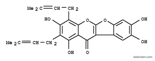Molecular Structure of 140369-72-8 (11H-Benzofuro[2,3-b][1]benzopyran-11-one,1,3,8,9-tetrahydroxy-2,4-bis(3-methyl-2-buten-1-yl)-)