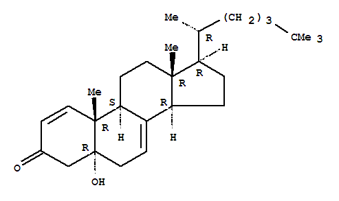 Molecular Structure of 140651-22-5 (Cholesta-1,7-dien-3-one,5-hydroxy-25-methyl-, (5a)- (9CI))