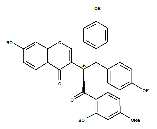 Molecular Structure of 140670-88-8 (4H-1-Benzopyran-4-one,7-hydroxy-3-[(1R)-1-(2-hydroxy-4-methoxybenzoyl)-2,2-bis(4-hydroxyphenyl)ethyl]-(9CI))