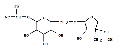 Molecular Structure of 140681-88-5 (Benzeneacetonitrile, a-[(6-O-D-apio-b-D-furanosyl-b-D-glucopyranosyl)oxy]-, (aR)- (9CI))