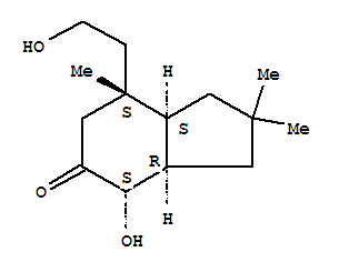 Molecular Structure of 141358-28-3 (5H-Inden-5-one,octahydro-4-hydroxy-7-(2-hydroxyethyl)-2,2,7-trimethyl-, (3aR,4S,7S,7aS)-)