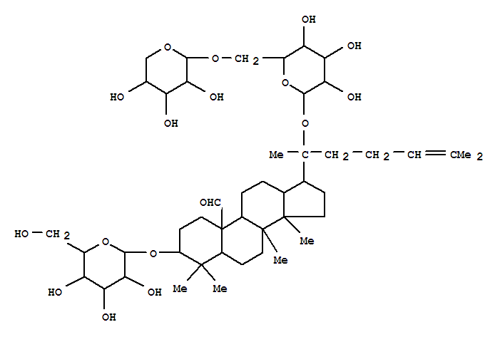 Molecular Structure of 141358-47-6 (Dammar-24-en-19-al, 3-(b-D-glucopyranosyloxy)-20-[(6-O-b-D-xylopyranosyl-b-D-glucopyranosyl)oxy]-, (3b)- (9CI))