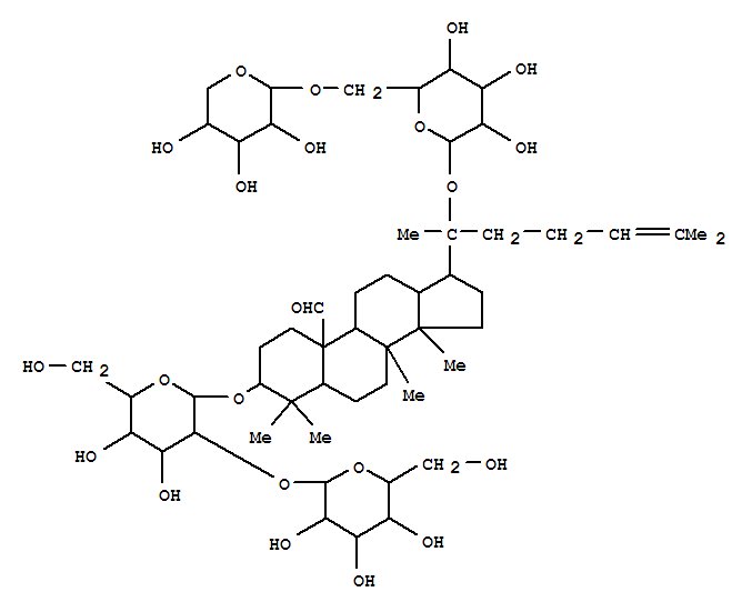 Molecular Structure of 141358-48-7 (Dammar-24-en-19-al,3-[(2-O-b-D-glucopyranosyl-b-D-glucopyranosyl)oxy]-20-[(6-O-b-D-xylopyranosyl-b-D-glucopyranosyl)oxy]-, (3b)- (9CI))