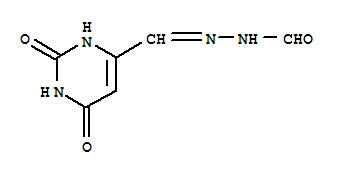 Molecular Structure of 14161-02-5 (4-Pyrimidinecarboxaldehyde,1,2,3,6-tetrahydro-2,6-dioxo-, 4-(2-formylhydrazone))