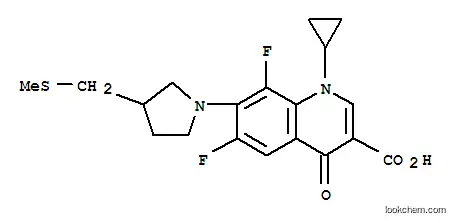 Molecular Structure of 141699-86-7 (3-Quinolinecarboxylicacid,1-cyclopropyl-6,8-difluoro-1,4-dihydro-7-[3-[(methylthio)methyl]-1-pyrrolidinyl]-4-oxo-)