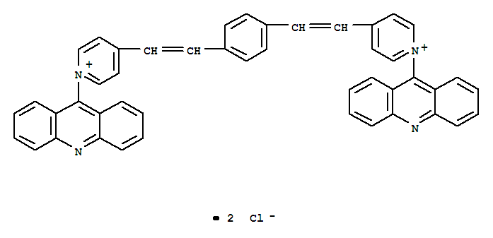 Molecular Structure of 141889-90-9 (Pyridinium,4,4'-(1,4-phenylenedi-2,1-ethenediyl)bis[1-(9-acridinyl)-, dichloride (9CI))