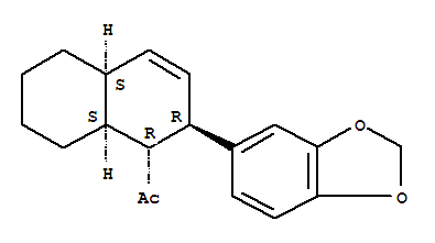 Molecular Structure of 141896-17-5 (Ethanone,1-[(1R,2R,4aS,8aS)-2-(1,3-benzodioxol-5-yl)-1,2,4a,5,6,7,8,8a-octahydro-1-naphthalenyl]-,rel-)