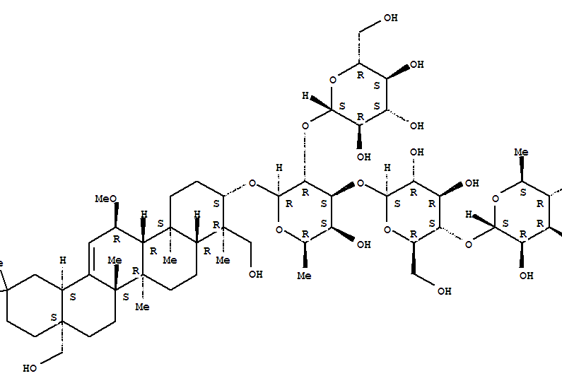 Molecular Structure of 141896-31-3 (b-D-Galactopyranoside, (3b,4a,11a)-23,28-dihydroxy-11-methoxyolean-12-en-3-yl O-6-deoxy-a-L-mannopyranosyl-(1®4)-O-b-D-glucopyranosyl-(1®3)-O-[b-D-glucopyranosyl-(1®2)]-6-deoxy-)
