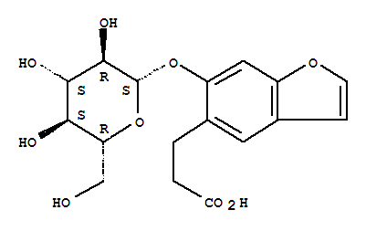 Molecular Structure of 141896-53-9 (5-Benzofuranpropanoicacid, 6-(b-D-glucopyranosyloxy)-)