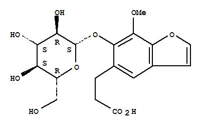 Molecular Structure of 141896-54-0 (5-Benzofuranpropanoicacid, 6-(b-D-glucopyranosyloxy)-7-methoxy-)
