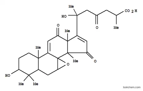Molecular Structure of 142449-65-8 (Lanosta-9(11),16-dien-26-oicacid, 7,8-epoxy-3,20-dihydroxy-12,15,23-trioxo-, (3b,7a,8a,20x)- (9CI))