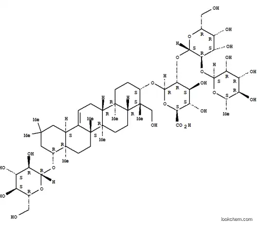 Molecular Structure of 142449-92-1 (b-D-Glucopyranosiduronic acid, (3b,4b,22b)-22-(b-D-glucopyranosyloxy)-23-hydroxyolean-12-en-3-ylO-6-deoxy-a-L-mannopyranosyl-(1®2)-O-b-D-galactopyranosyl-(1®2)-)