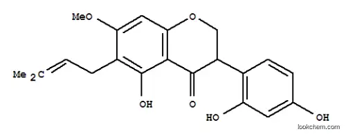 Molecular Structure of 142488-54-8 (3-(2,4-dihydroxyphenyl)-5-hydroxy-7-methoxy-6-(3-methylbut-2-en-1-yl)-2,3-dihydro-4H-chromen-4-one)