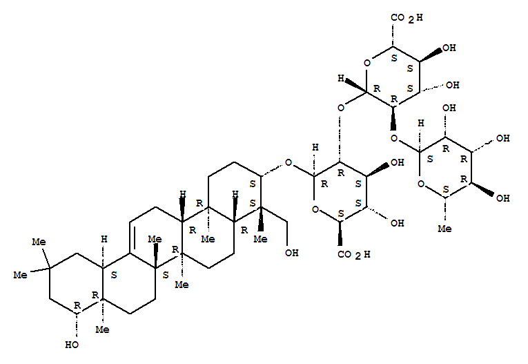 b-D-Glucopyranosiduronic acid, (3b,4b,22b)-22,23-dihydroxyolean-12-en-3-yl O-6-deoxy-a-L-mannopyranosyl-(1®2)-O-b-D-glucopyranuronosyl-(1®2)- (9CI)