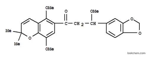 Molecular Structure of 142608-94-4 (1-Propanone,3-(1,3-benzodioxol-5-yl)-1-(5,8-dimethoxy-2,2-dimethyl-2H-1-benzopyran-6-yl)-3-methoxy-(9CI))