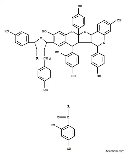 Methanone,(2,4-dihydroxyphenyl)[(2R,3R,4R,5S)-5-[(6R,6aS,6bR,7R,12aS,13aS)-7-(2,4-dihydroxyphenyl)-6a,6b,12a,13a-tetrahydro-3,10-dihydroxy-6,12a-bis(4-hydroxyphenyl)-6H,7H-furo[2,3-b:4,5-c']bis[1]benzopyran-9-yl]tetrahydro-2-(4-hydroxyphenyl)-4-[(4-hydroxyphenyl)methyl]-3-furanyl]-,rel- (9CI)