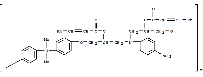 Molecular Structure of 142769-63-9 (Poly[oxy[2-[(1-oxo-3-phenyl-2-propenyl)oxy]-1,3-propanediyl][(4-nitrophenyl)imino][2-[(1-oxo-3-phenyl-2-propenyl)oxy]-1,3-propanediyl]oxy-1,4-phenylene(1-methylethylidene)-1,4-phenylene](9CI))