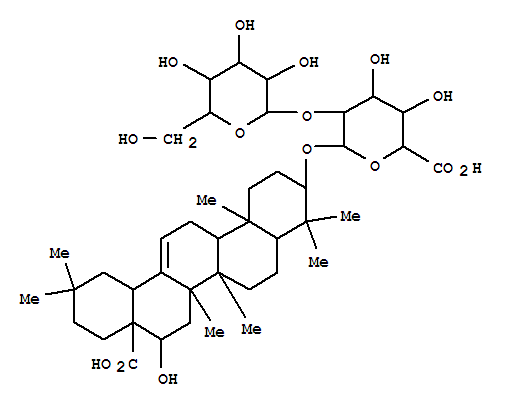 Molecular Structure of 142784-41-6 (b-D-Glucopyranosiduronic acid, (3b,16a)-17-carboxy-16-hydroxy-28-norolean-12-en-3-yl 2-O-b-D-galactopyranosyl- (9CI))