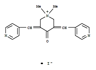 Molecular Structure of 142816-73-7 (Piperidinium,1,1-dimethyl-4-oxo-3,5-bis(4-pyridinylmethylene)-, iodide (1:1))