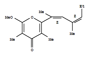 Molecular Structure of 142878-35-1 (4H-Pyran-4-one,2-[(1Z,3Z)-1,3-dimethyl-1,3-hexadien-1-yl]-6-methoxy-3,5-dimethyl-)