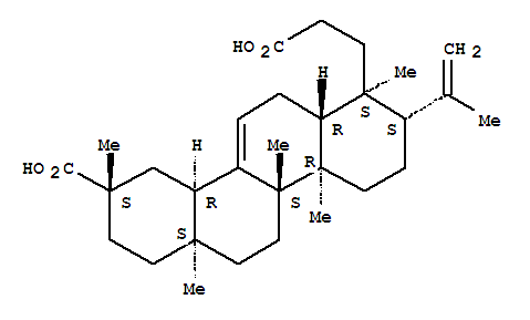 Molecular Structure of 142905-27-9 (1-Chrysenepropanoicacid,9-carboxy-1,2,3,4,4a,4b,5,6,6a,7,8,9,10,10a,12,12a-hexadecahydro-1,4a,4b,6a,9-pentamethyl-2-(1-methylethenyl)-,(1S,2S,4aR,4bS,6aS,9S,10aR,12aR)-)