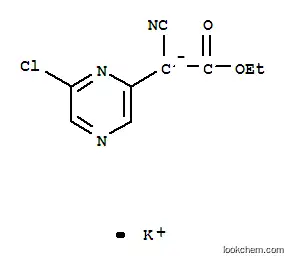 Molecular Structure of 143202-58-8 (Pyrazineacetic acid,6-chloro-a-cyano-, ethyl ester, ion(1-),potassium (9CI))