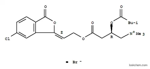 Molecular Structure of 143484-41-7 ((2R)-4-{[(2Z)-2-(6-chloro-3-oxo-2-benzofuran-1(3H)-ylidene)ethyl]oxy}-N,N,N-trimethyl-2-[(3-methylbutanoyl)oxy]-4-oxobutan-1-aminium bromide)