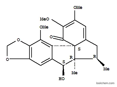 Molecular Structure of 144027-74-7 (1H-Indeno[7'a,1':1,2]indeno[5,6-d][1,3]dioxol-1-one,5,6,6a,7-tetrahydro-7-hydroxy-2,3,12-trimethoxy-6,6a-dimethyl-,(6R,6aR,7S,12bS)-)