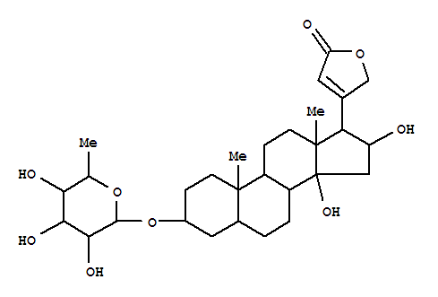 Card-20(22)-enolide,3-[(6-deoxy-a-L-mannopyranosyl)oxy]-14,16-dihydroxy-,(3b,5b,16b)- cas  14407-19-3