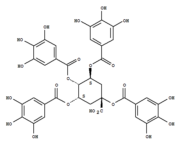 Molecular Structure of 144300-48-1 (Benzoic acid,3,4,5-trihydroxy-, (1R,2a,3R,5a)-5-carboxy-1,2,3,5-cyclohexanetetraylester, rel- (9CI))