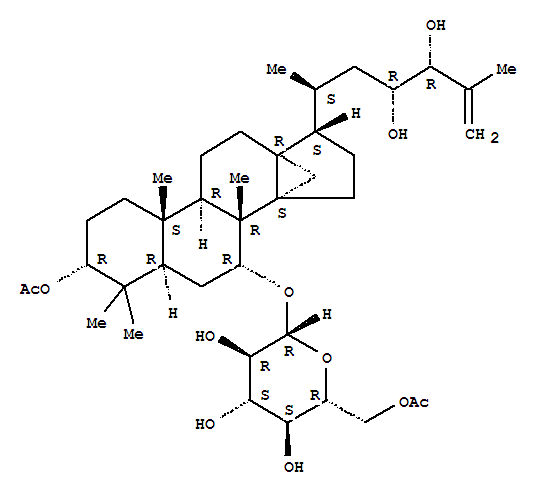 Molecular Structure of 144608-18-4 (b-D-Glucopyranoside, (3a,7a,20S,23R,24R)-3-(acetyloxy)-23,24-dihydroxy-13,30-cyclodammar-25-en-7-yl,6-acetate (9CI))