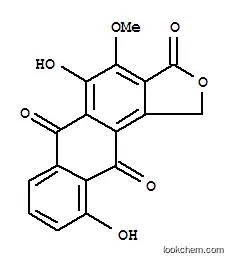 Molecular Structure of 145040-48-8 (Anthra[1,2-c]furan-3,6,11(1H)-trione,5,10-dihydroxy-4-methoxy-)