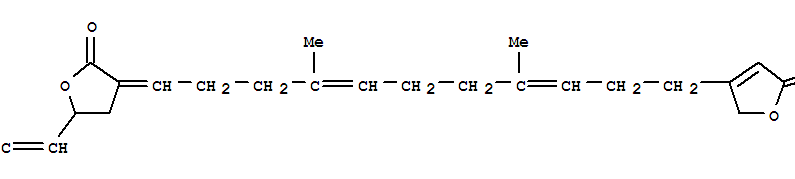 Molecular Structure of 145398-72-7 (2(3H)-Furanone,3-[11-(2,5-dihydro-5-oxo-3-furanyl)-4,8-dimethyl-4,8-undecadienylidene]dihydro-5-(2-methyl-1-propenyl)-(9CI))