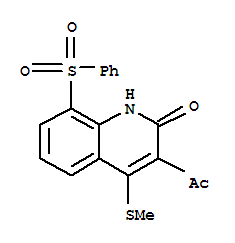 2-1H-QUINOLINONE,3-ACETYL-4-(METHYLTHIO)-8-(PHENYLSULFONYL)-