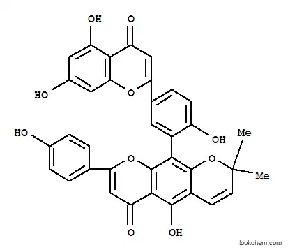 Molecular Structure of 145701-10-6 (2H,6H-Benzo[1,2-b:5,4-b']dipyran-6-one,10-[5-(5,7-dihydroxy-4-oxo-4H-1-benzopyran-2-yl)-2-hydroxyphenyl]-5-hydroxy-8-(4-hydroxyphenyl)-2,2-dimethyl-)