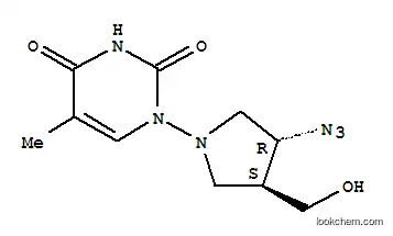 Molecular Structure of 145828-67-7 (1-[(3R,4S)-3-azido-4-(hydroxymethyl)pyrrolidin-1-yl]-5-methylpyrimidine-2,4(1H,3H)-dione)