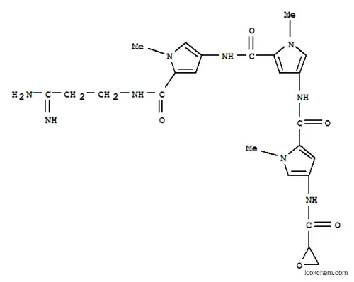 Molecular Structure of 145875-38-3 (N-[(3Z)-3-amino-3-iminopropyl]-1-methyl-4-[({1-methyl-4-[({1-methyl-4-[(oxiran-2-ylcarbonyl)amino]-1H-pyrrol-2-yl}carbonyl)amino]-1H-pyrrol-2-yl}carbonyl)amino]-1H-pyrrole-2-carboxamide)