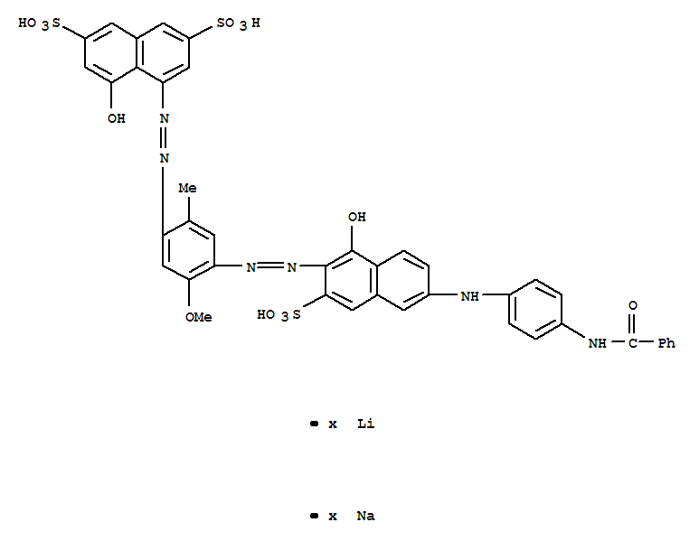 4-[[4-[[6-[[4-(BENZOYLAMINO)PHENYL]AMINO]-1-HYDROXY-3-SULFO-2-NAPHTHALENYL]AZO]-5-METHOXY-2-METHYLPHENYL]AZO]-5-HYDROXY-2,7-NAPHTHALENEDISULFONIC ACID LITHIUM SODIUM SALTCAS